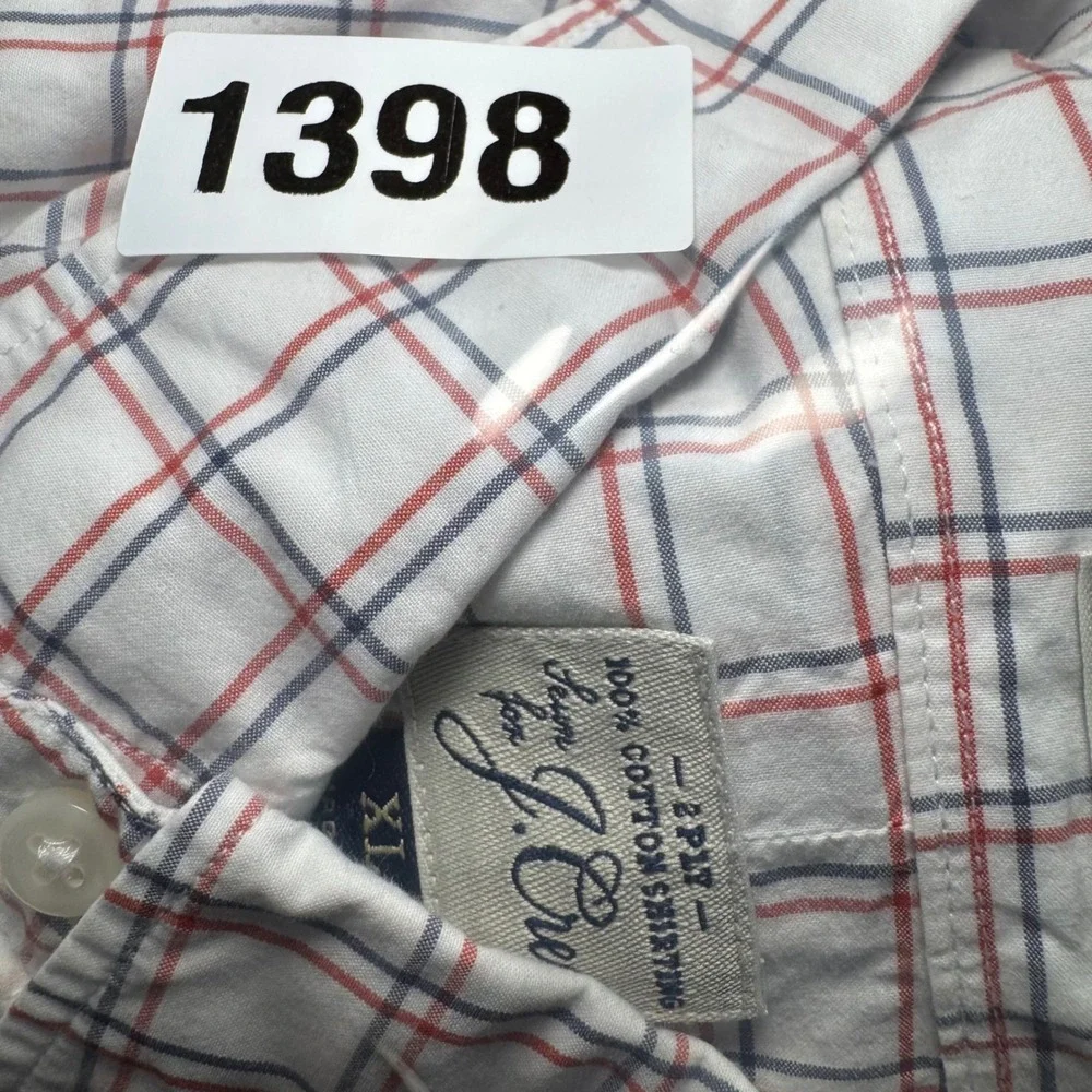 J Crew Mens Shirt XL‎ Classic Fit Plaid Button Down White Window